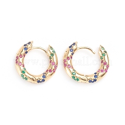 Brass Micro Pave Cubic Zirconia Huggie Hoop Earrings&nbsp;EJEW-G274-11G