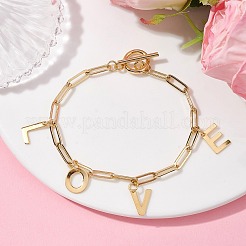 Word Love 304 Stainless Steel Charm Bracelets&nbsp;BJEW-JB09842