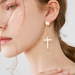 24Pcs 12 Style 304 Stainless Steel Cross Drop Earrings&nbsp;EJEW-AN0003-52
