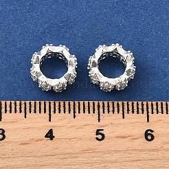 Wave Brass Micro Pave Cubic Zirconia European Beads&nbsp;KK-K300-07B-S