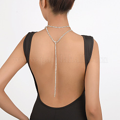 Alloy Full Crystal Rhinestone Long Tassel Y Necklaces for Nightclub&nbsp;FS-WG5F917-02