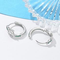 Brass Cubic Zirconia Hoop Earrings&nbsp;EJEW-Q014-05P