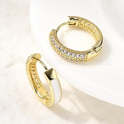 Brass Micro Pave Clear Cubic Zirconia Hoop Earrings&nbsp;EJEW-K276-11G-02