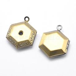 Brass Locket Pendants&nbsp;KK-F717-38AB-NR