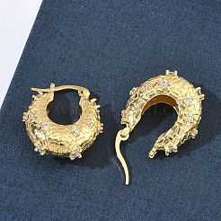 Brass Micro Pave Clear Cubic Zirconia Hoop Earrings&nbsp;LS-EJEW-C181-07G