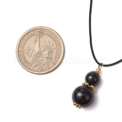 Natural Black Onyx(Dyed & Heated) Gourd Pendant Necklaces&nbsp;NJEW-JN05246-01