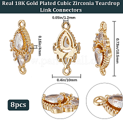 8Pcs Brass Pave Clear Cubic Zirconia Connector Charms&nbsp;ZIRC-BBC0002-26