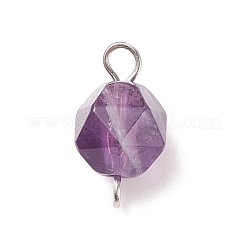 Faceted Natural Mixed Stone Connector Charms&nbsp;PALLOY-JF01693