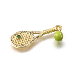 Sports Theme Brass Micro Pave Cubic Zirconia Pendants&nbsp;KK-Z155-15G