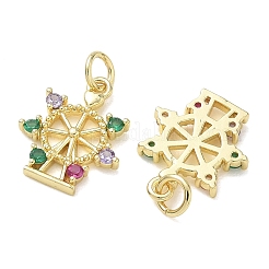 Brass Micro Pave Colorful Cubic Zirconia Pendants&nbsp;KK-T085-13G