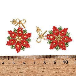 Glass & Brass Beads Braided Dangle Earrings&nbsp;EJEW-MZ00811