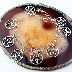 Hollow Out Flat Round with Star Alloy Charm Bracelets for Men Women&nbsp;FS-WGF85E6-01