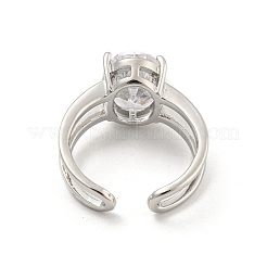 Oval Brass Micro Pave Clear Cubic Zirconia Open Cuff Rings&nbsp;RJEW-G309-37P