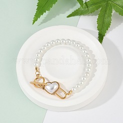 Heart 304 Stainless Steel Beaded Bracelets&nbsp;BJEW-L610-21G-01