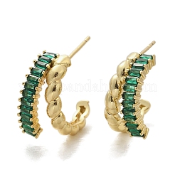 Twist Brass Micro Pave Cubic Zirconia Stud Earrings&nbsp;EJEW-M082-16G-01