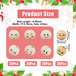 80Pcs 4 Styles Printed Wood European Beads&nbsp;WOOD-DC0001-13
