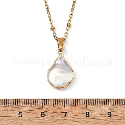 Baroque Natural Keshi Pearl Coin Pendant 304 Stainless Steel Satellite Chain Necklaces for Women&nbsp;NJEW-JN06237
