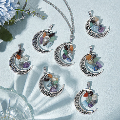 10Pcs Chakra Theme Natural Mixed Stone Pendants&nbsp;FIND-CA0006-23