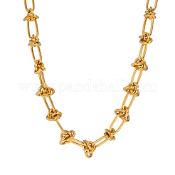 Stainless Steel Knot & Oval Link Chain Necklaces for Unisex&nbsp;LF3884-1