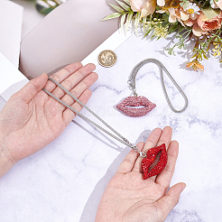2Pcs 2 Colors Rhinestone Lip Pendant Decorations&nbsp;HJEW-CY0001-02