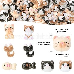 100Pcs Cat & Fish Resin Cabochons&nbsp;MRMJ-CJ0001-40