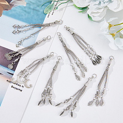 12Pcs 6 Style Tibetan Style Alloy Curb Chain Tassel Big Pendants&nbsp;FIND-DC0003-18