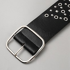Platinum Alloy Rivets PU Leather Wide Waist Belts&nbsp;AJEW-WH20098-074A-01