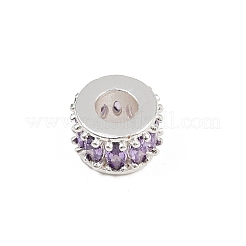 Column Rack Plating Brass Cubic Zirconia European Beads&nbsp;KK-L236-09S