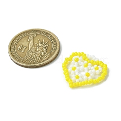 Glass Seed Beaded Heart with Flower Pendants&nbsp;PALLOY-MZ00529-02