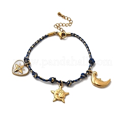 304 Stainless Steel Rhinestone Charm Bracelets for Women&nbsp;BJEW-Z142-03G