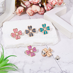 5Pcs 5 Colors Flower Alloy Enamel Adjustable Jean Button Pins&nbsp;DIY-TA0014-93