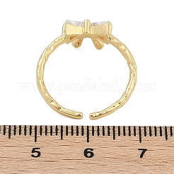 Rack Plating Brass Micro Pave Clear Cubic Zirconia Cuff Rings for Women&nbsp;RJEW-M028-55G