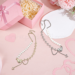 3Pcs 3 Colors Alloy Heart Pendant Necklaces&nbsp;NJEW-HY0001-15