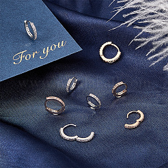 8Pcs 4 Style 316 Surgical Stainless Steel Hoop Earrings with Clear Glass for Women&nbsp;EJEW-GA0005-05