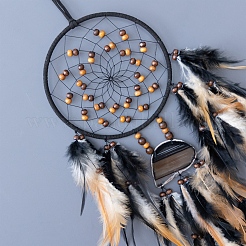 Iron Woven Web/Net with Feather Hanging Ornaments&nbsp;PW-WG7966A-01
