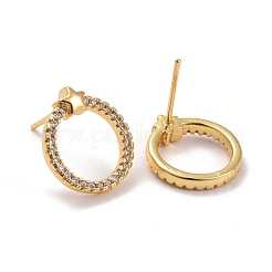 Ring & Star Brass Micro Pave Clear Cubic Zirconia Ear Studs&nbsp;KK-K258-31G-RS