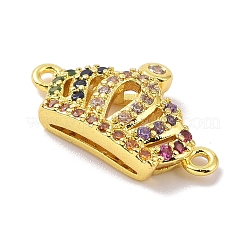 Real 18K Gold Plated Brass Micro Pave Cubic Zirconia Connector Charms&nbsp;X-KK-L209-045G-01