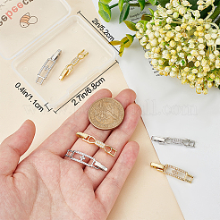 8Pcs 4 Styles Rack Plating Brass Clear Cubic Zirconia Watch Band Clasps&nbsp;ZIRC-BBC0002-02
