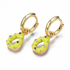 Brass Micro Pave Cubic Zirconia Huggie Hoop Earrings&nbsp;EJEW-T014-39G-NF