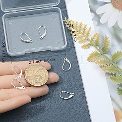 4 Pairs 925 Sterling Silver Leverback Hoop Earrings Findings&nbsp;STER-BBC0001-82