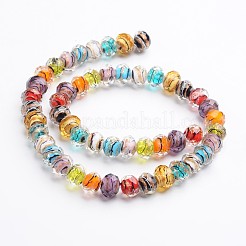 Handmade Gold Sand Lampwork Rondelle Beads Strands&nbsp;X-LAMP-I010-C-06