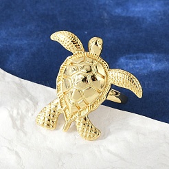 Sea Turtle Brass Cuff Rings for Women&nbsp;RJEW-A059-06G