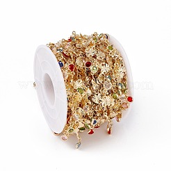 Handmade Eco-friendly Brass Heart & Flat Round Link Chain&nbsp;CHC-E025-31G