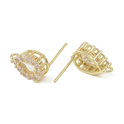 Teardrop Brass Micro Pave Clear Cubic Zirconia Stud Earring Findings&nbsp;KK-C107-13G