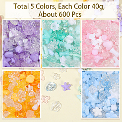 200G 5 Colors Transparent & Opaque Acrylic Beads&nbsp;TACR-PA0001-28