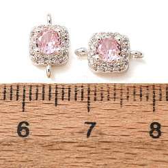 Brass Pave Pink Cubic Zirconia Connector Charms&nbsp;CU-CBAEC99-14S