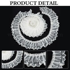 4 Yards Polyester Pleated Bowknot Lace Ribbons&nbsp;OCOR-WH0086-63