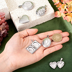 6Pcs 6 Styles 316 Stainless Steel Locket Pendants&nbsp;STAS-TA0003-24