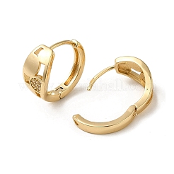 Brass Micro Pave Cubic Zirconia Hoop Earring&nbsp;EJEW-L271-25KCG