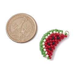Handmade Glass Seed Beaded Watermelon Pendants&nbsp;PALLOY-MZ00395